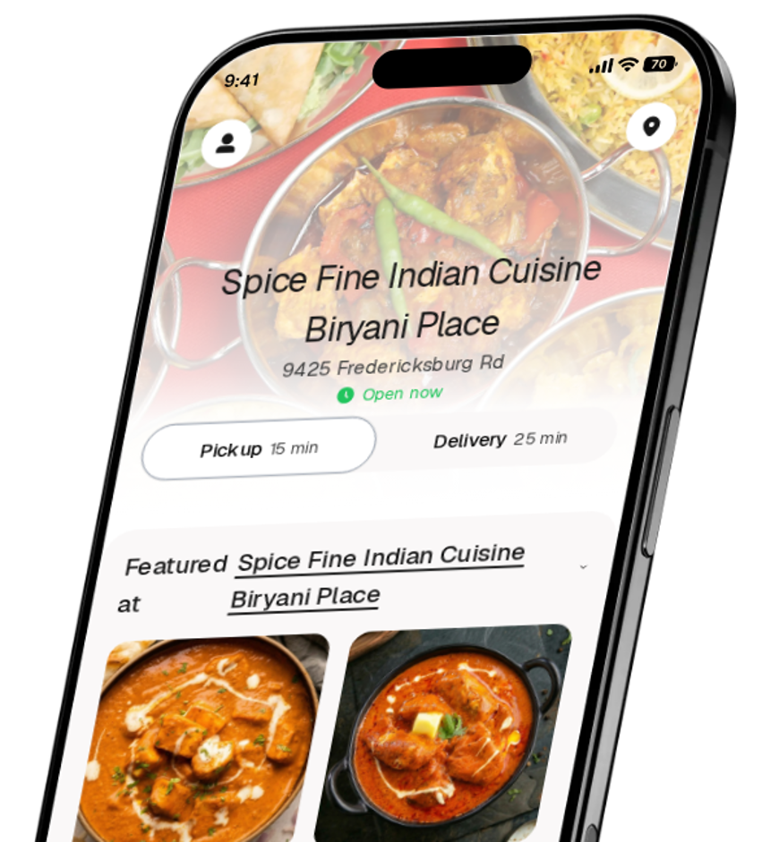 Spice Fine Indian Cuisine Biryani Place app preview