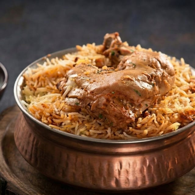 Hyderabadi Chicken Dum Biryani.